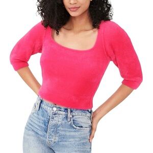 Free People Moonbeam Pullover Pink Fuzzy Scoop Neck Sweater Sz S